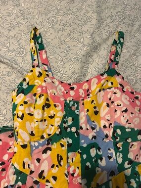 Colorblock Leopard Print Button-Front Romper